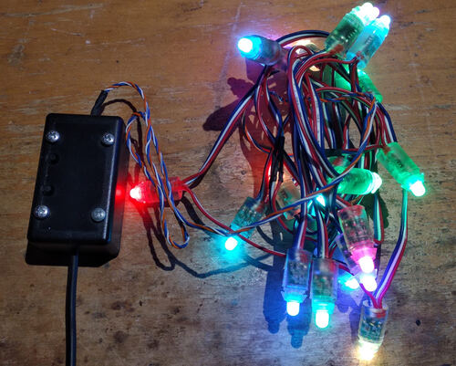 Finished device with an attached LED chain